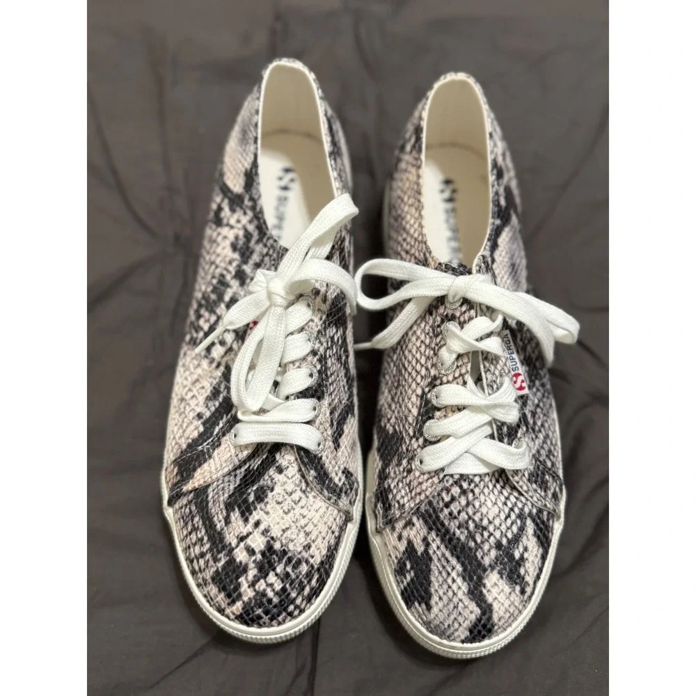 NWOB Superga 2730 Platform Sneakers‎ Snakeskin Print Lace Up EU 41.5 US W